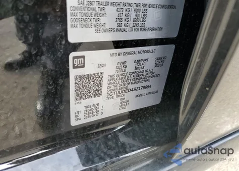 2025 GMC Sierra K1500 Slt z USA, uszkodzony, nr VIN 1GTUUDED4SZ178694